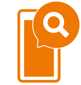 アイコン：スマホに虫眼鏡